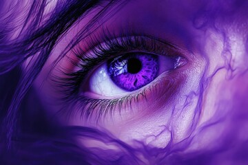Captivating close up shows a mesmerizing vivid purple eye