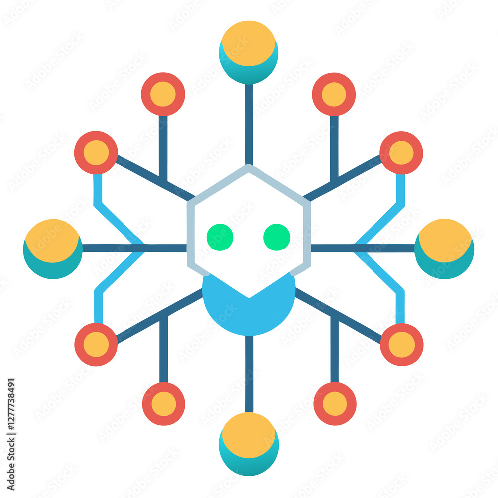 Poster modern flat concept with artificial intelligence interconnected ideas simple design