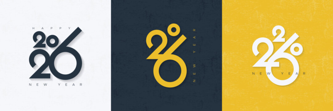 Typography logo of numbers 2026 for 2026 symbol concept, 2026 logo and cover. Happy New Year 2026 square template