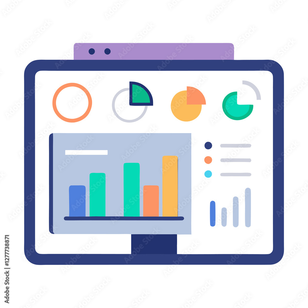 Poster modern flat data analysis dashboard with simplified review panels layout
