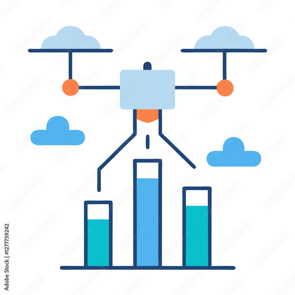 Poster modern flat drone chart with delivery speed data analysis comparison