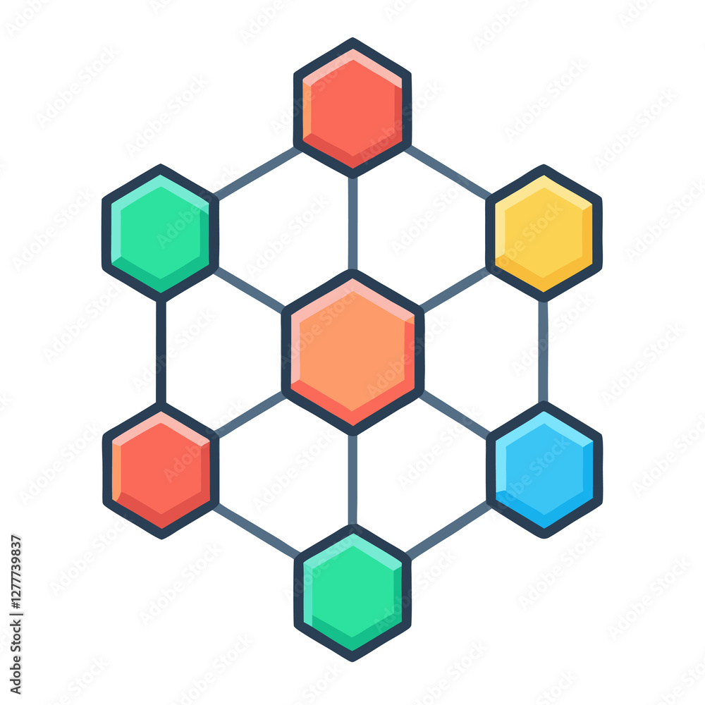 Poster clean hexagonal grid chart flat vector illustration on white background