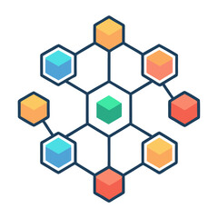 Hexagonal structured grid chart flat vector illustration on white background