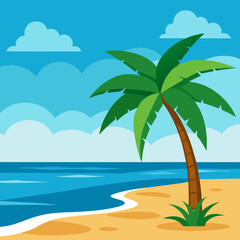 tropical island with palm trees vector illustration