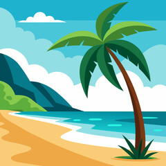 tropical island with palm trees vector illustration