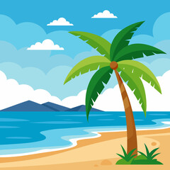 tropical island with palm trees vector illustration