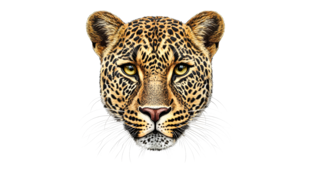 Detailed depiction of a leopard face