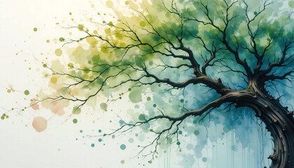 watercolor paint of tree background wallpaper