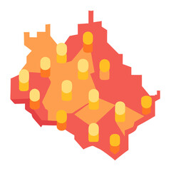 Population density heatmap chart flat vector illustration on white background