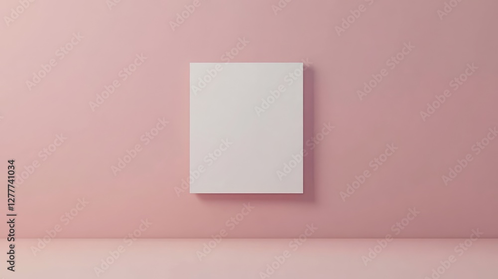 Poster A blank notepad with white sheets on a soft pink background, leaving space for personalized text or creative ideas.