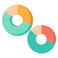 Donut charts segmented design flat vector illustration on white background