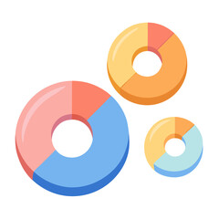 Donut charts segmented design flat vector illustration on white background