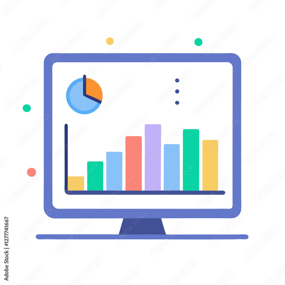 Poster clean analytics dashboard chart flat vector illustration on white background