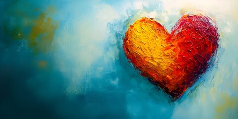 A heart painted with vibrant colors on an isolated background, symbolizing the intensity of passion 