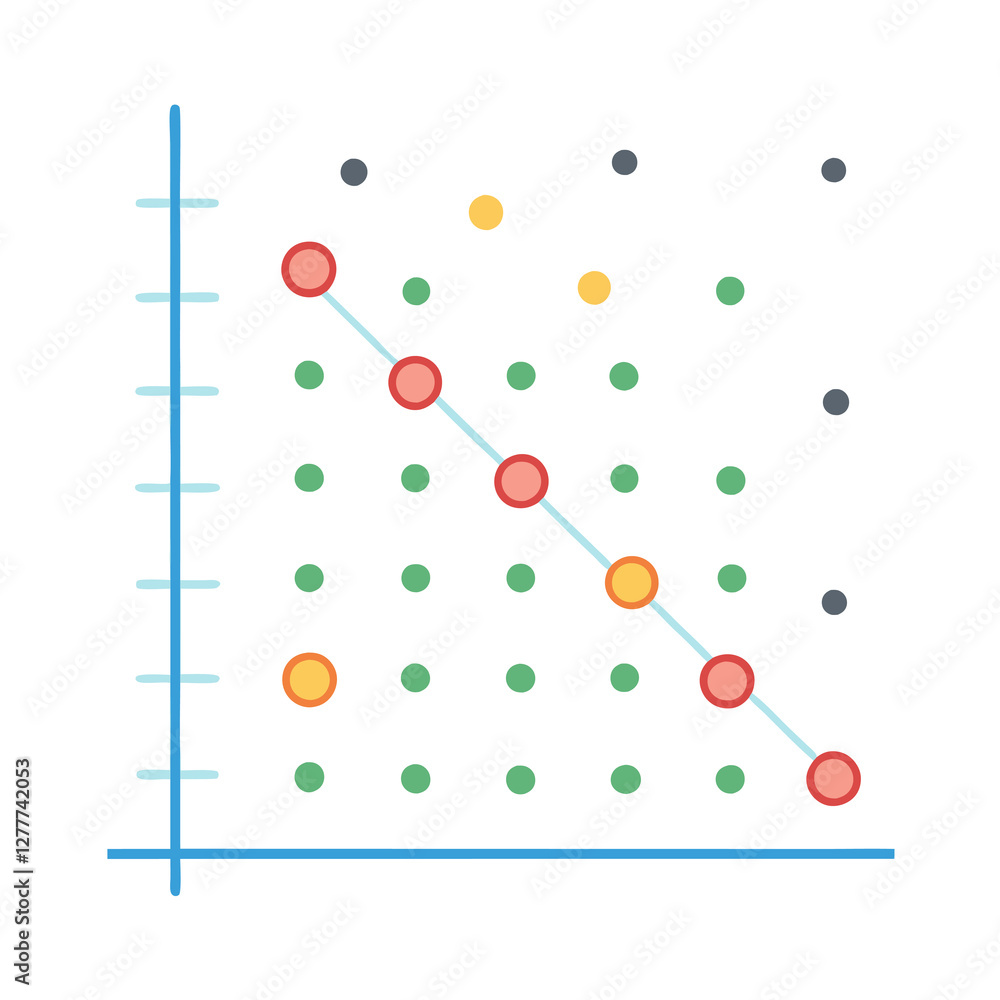 Poster scatter plot chart flat vector illustration on white background