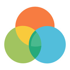 Venn diagram three circles flat vector illustration on white background