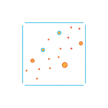 Simple scatter plot chart flat vector illustration on white background