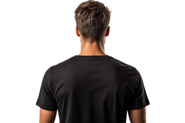 Young man in black shirt on white background