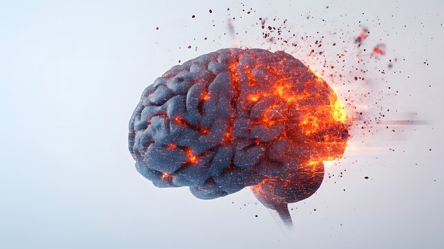 A Futuristic Digital Brain with Data Explosion Effects