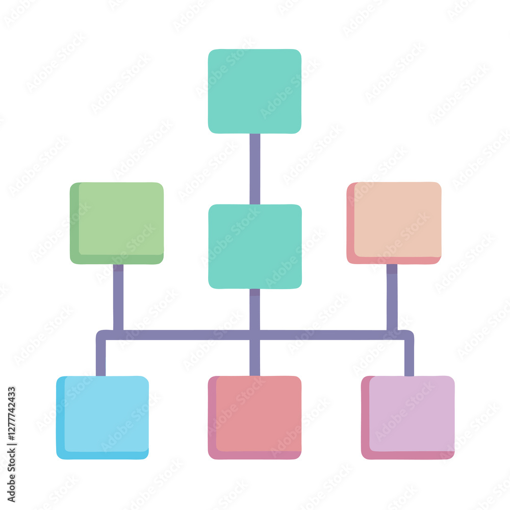 Poster rectangular tree map chart flat vector illustration on white background