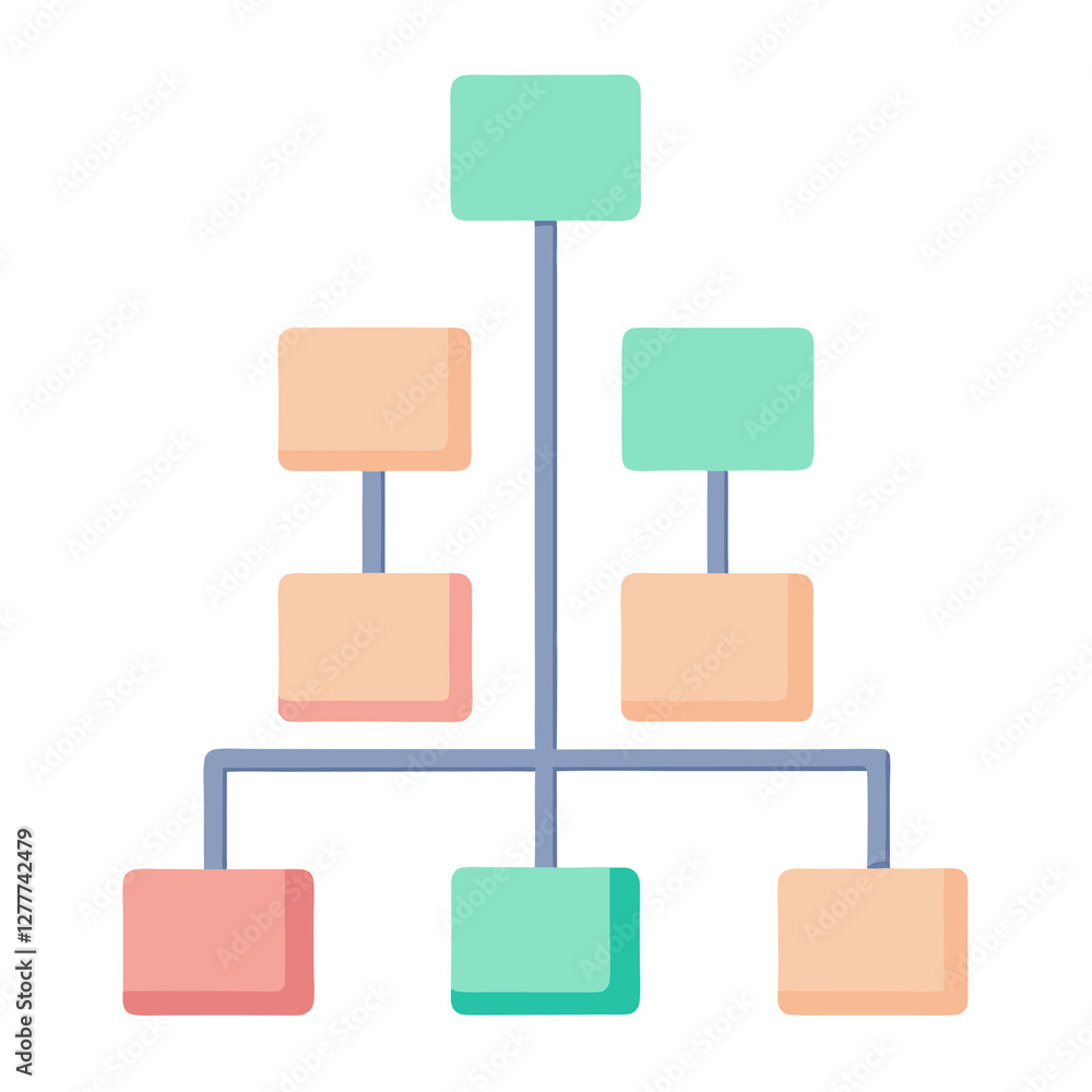 Poster tree map chart flat vector illustration on white background