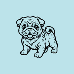 Fototapeta premium Stylized illustration of a cute and playful pug dog, designed with exaggerated features for added charm