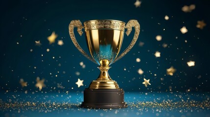 Illustration of a golden trophy symbolizing victory and competitiveness.