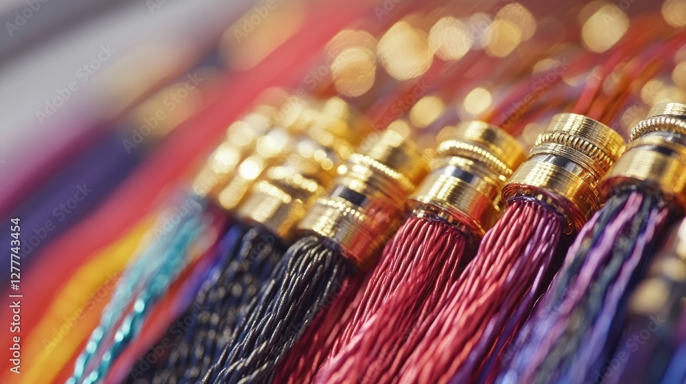 Poster a close-up of colorful shielded wires with metallic tips, showcasing their intricate design and vibr