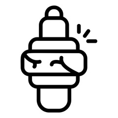 Broken Spark Plug Line Icon