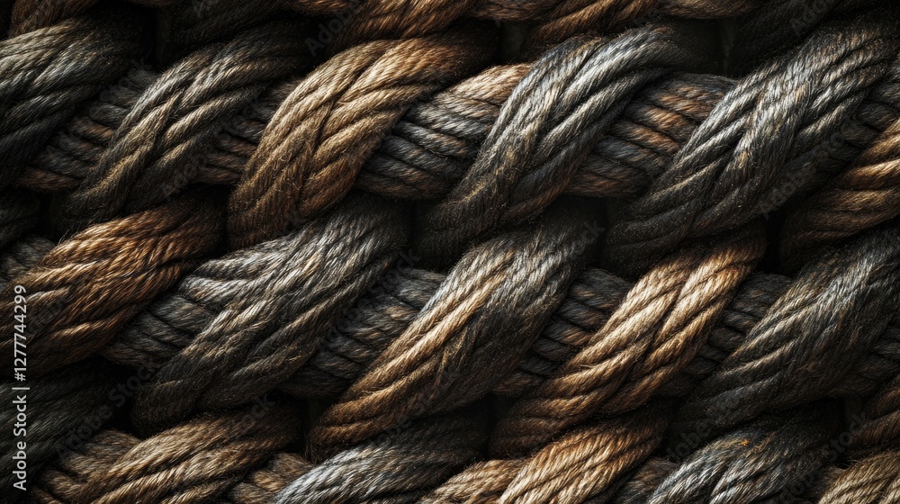 Poster A close-up view of a boat's rope in use at sea, highlighting the texture and craftsmanship required for reliable sailing.
