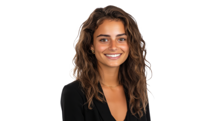 Curly haired woman in professional wear