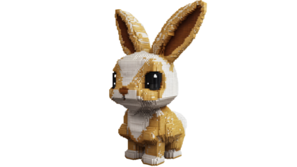 Cute rabbit sculpture made of building blocks