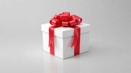 Fototapeta premium A white box with a red ribbon on top