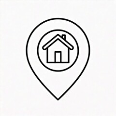 Simple Home Location Icon: Minimalist Line Art Design