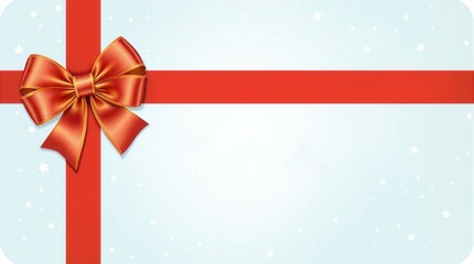 A red ribbon with a bow on it