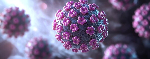 A detailed diagram showing HPV virus entry into cervical cells and the gradual progression to cancer, scientific educational style, ultrarealistic rendering, 8K