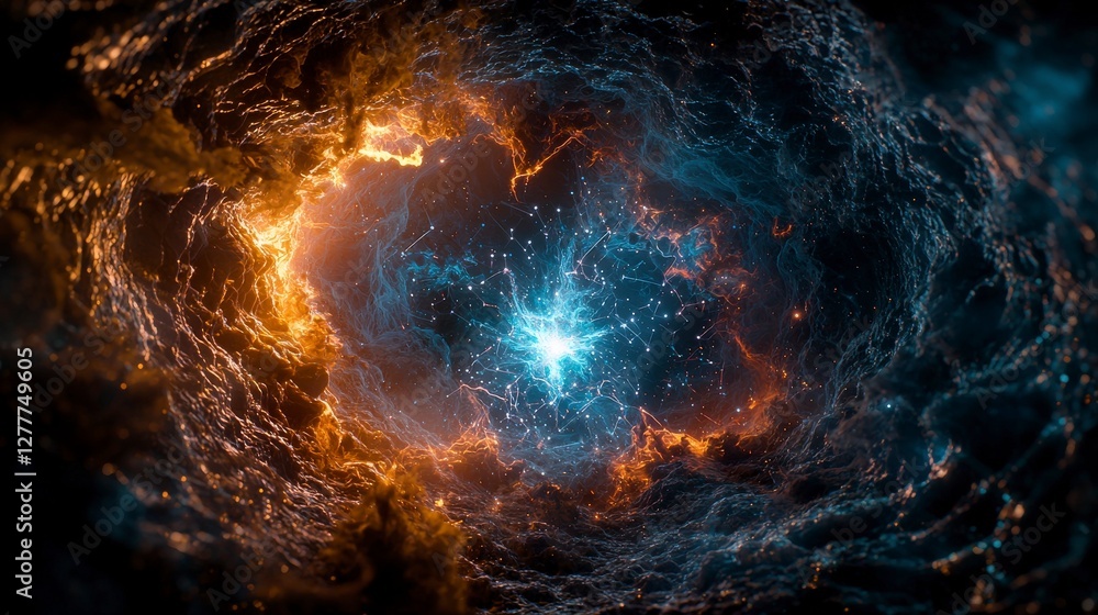 Aufkleber interstellar migration journey through cosmic realms space digital artwork galactic environment abst