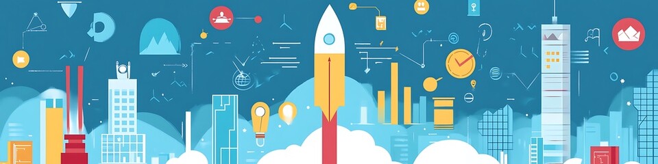 Rocket Launch Representing Business Growth and Innovation