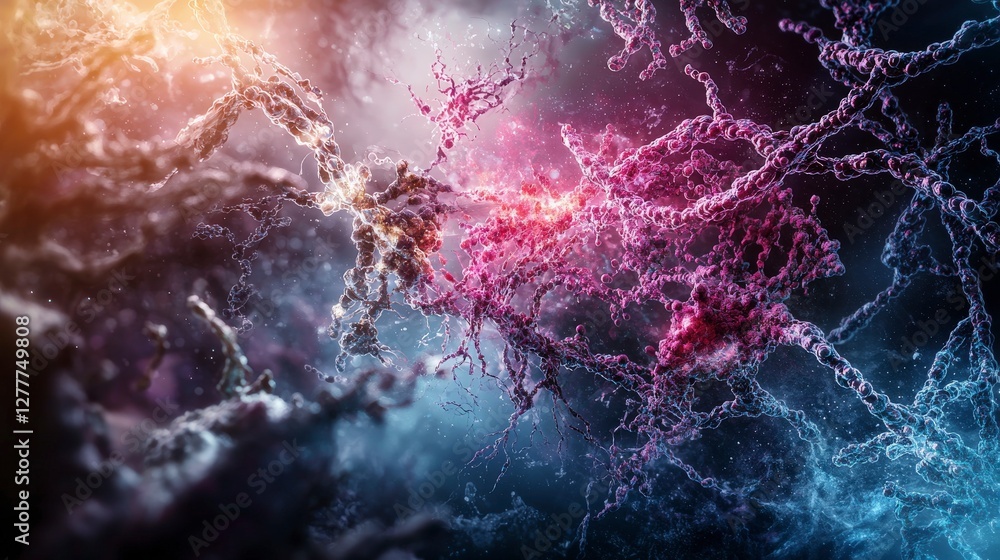 Poster Close-up view of dynamic dna manipulation in an abstract scientific digital laboratory scene