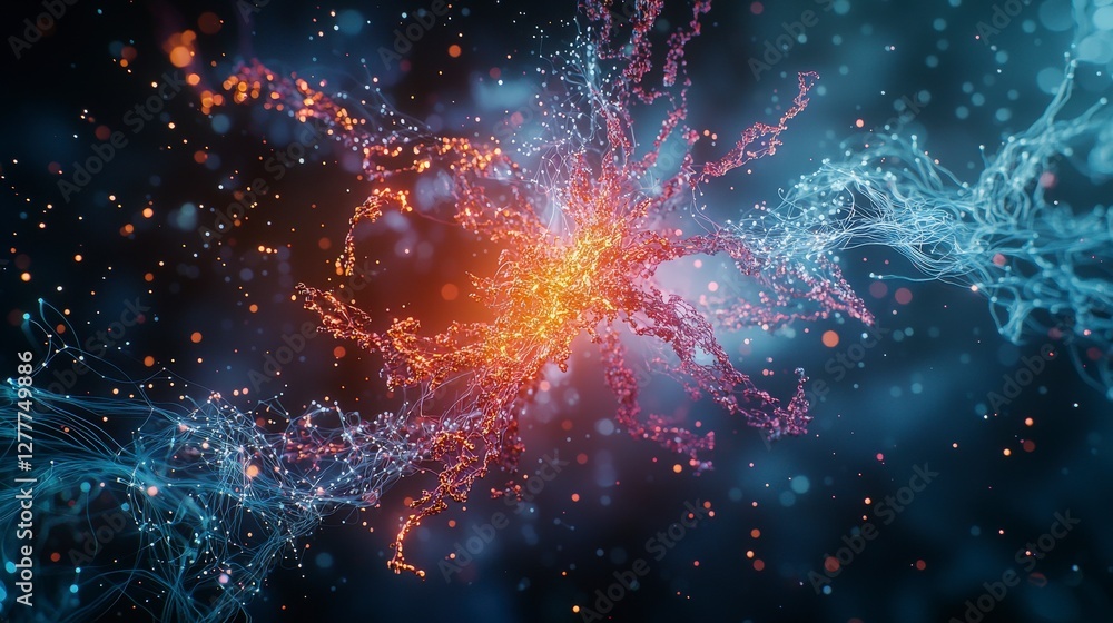 Poster Dynamic human activity in zero gravity environment abstract visuals cosmic scene futuristic concept