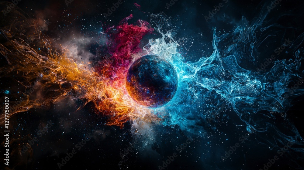Poster interplanetary communication scene cosmic space digital art colorful environment abstract viewpoint 