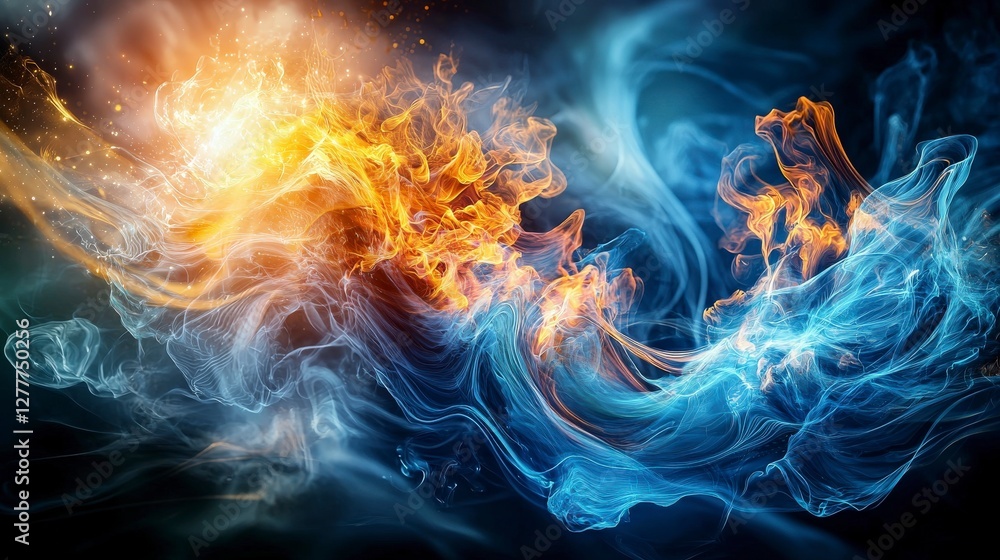 Leinwandbilder modern abstract art dynamic visualization of mindfulness with flowing colors in digital environments