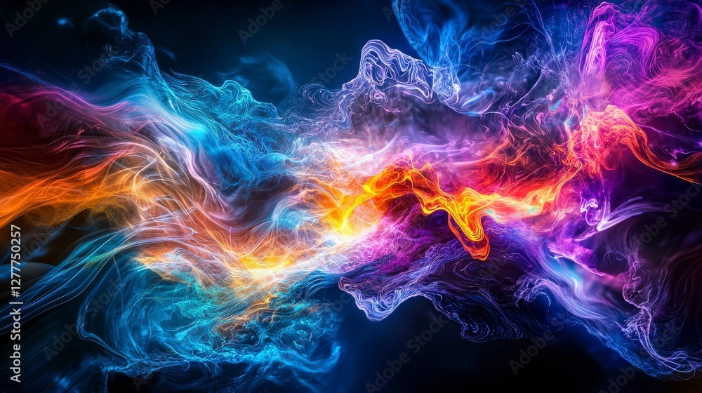 Poster mindfulness practice visualization abstract art digital artwork vibrant colors dynamic flow concept