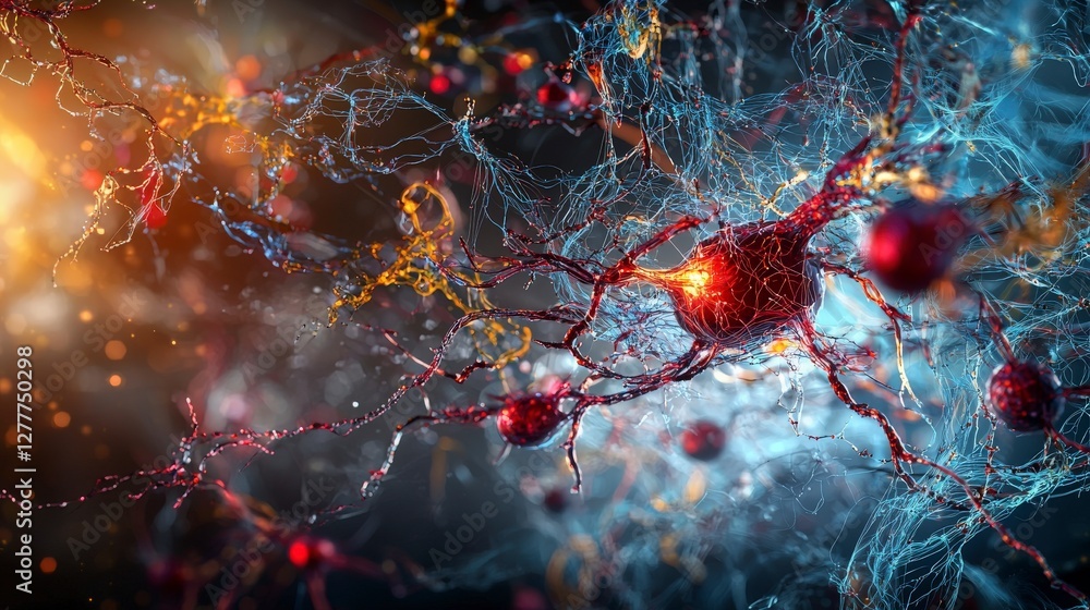 Leinwandbilder Illuminating neural pathways a glimpse into complex networks digital art sci-fi environment close-up view