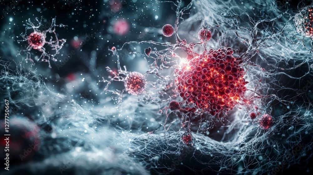 Poster Futuristic digital environment high-resolution visualization of cellular communication concepts