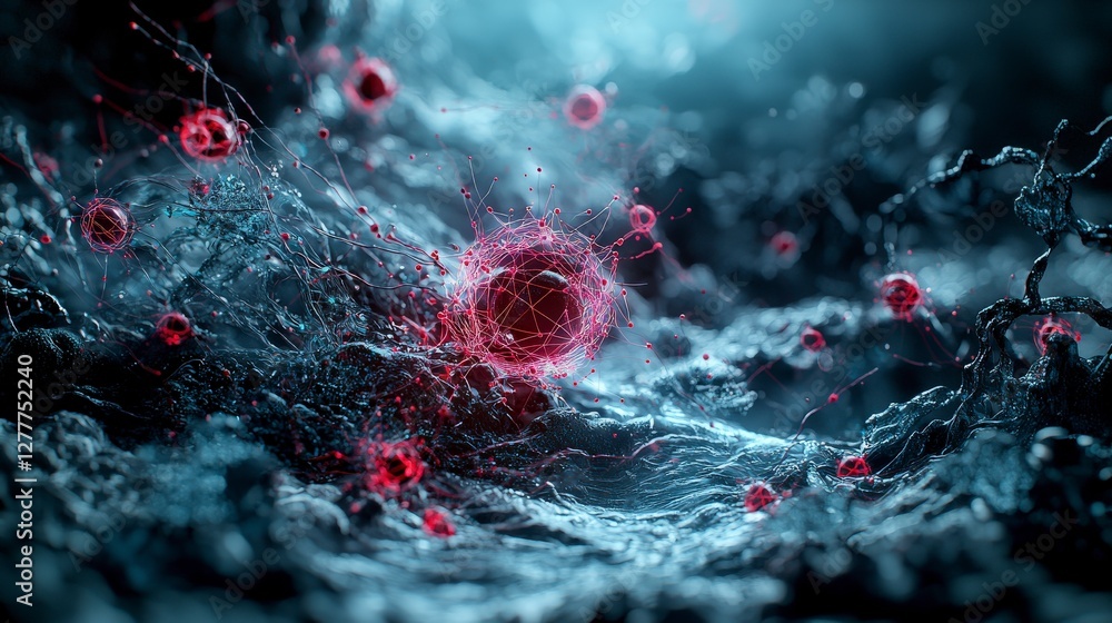 Aufkleber immersive sci-fi visual art futuristic emotional algorithms in a digital landscape