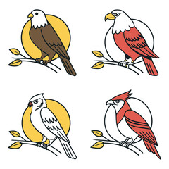 Naklejka premium Drawn Colorful Birds Style Vector Design 