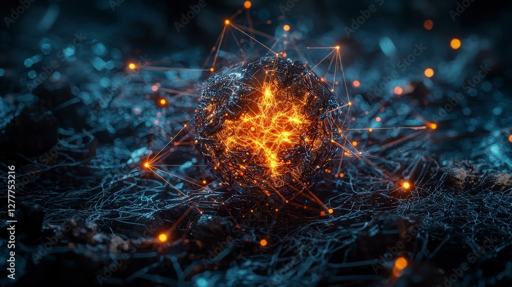 Aufkleber collective energy representation in a digital sphere abstract art sci-fi environment futuristic view
