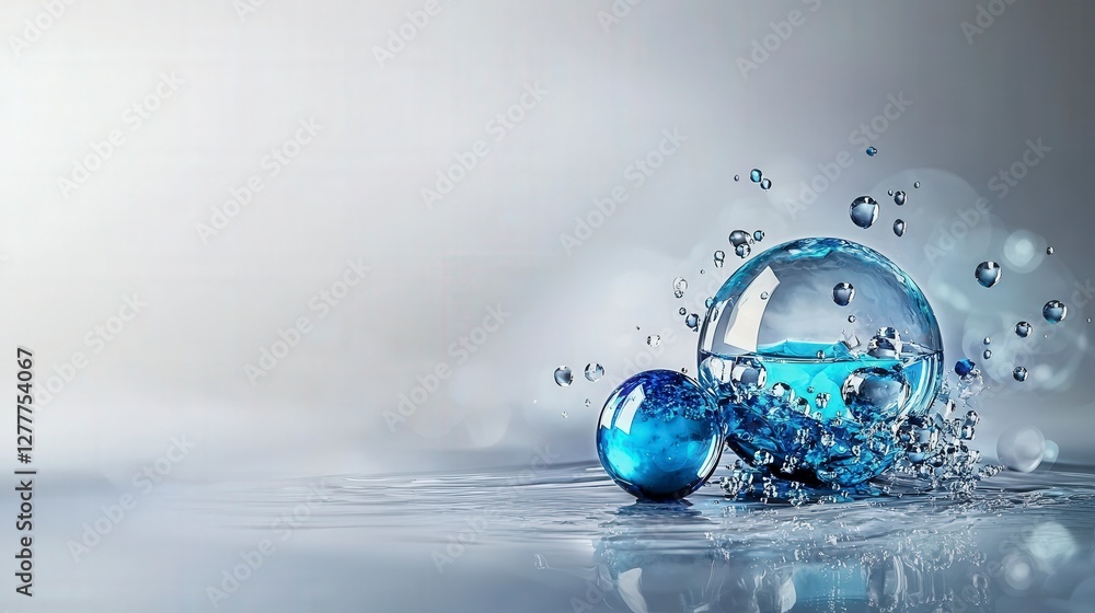 Poster Close-up serenity captivating water droplets in an abstract dance of tranquility and psychological boundaries