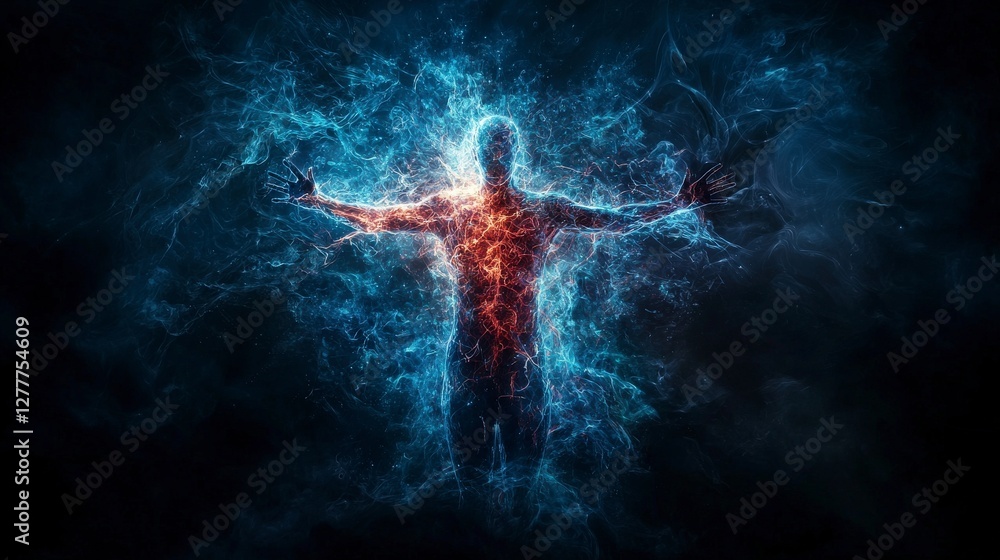 Aufkleber unlocking human potential a surreal abstract art journey through a cosmic digital realm